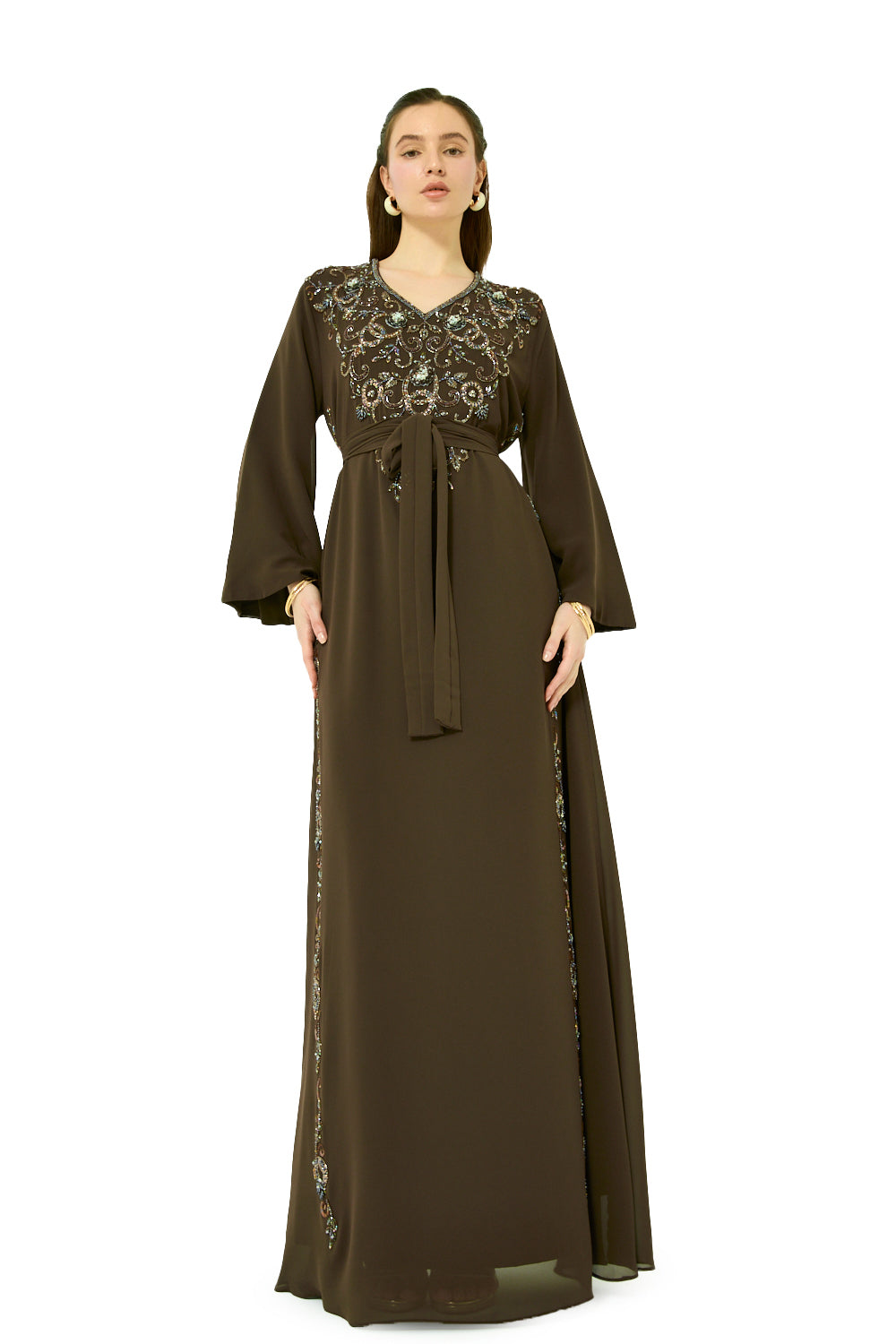 Tie Waist Embellished Kaftan