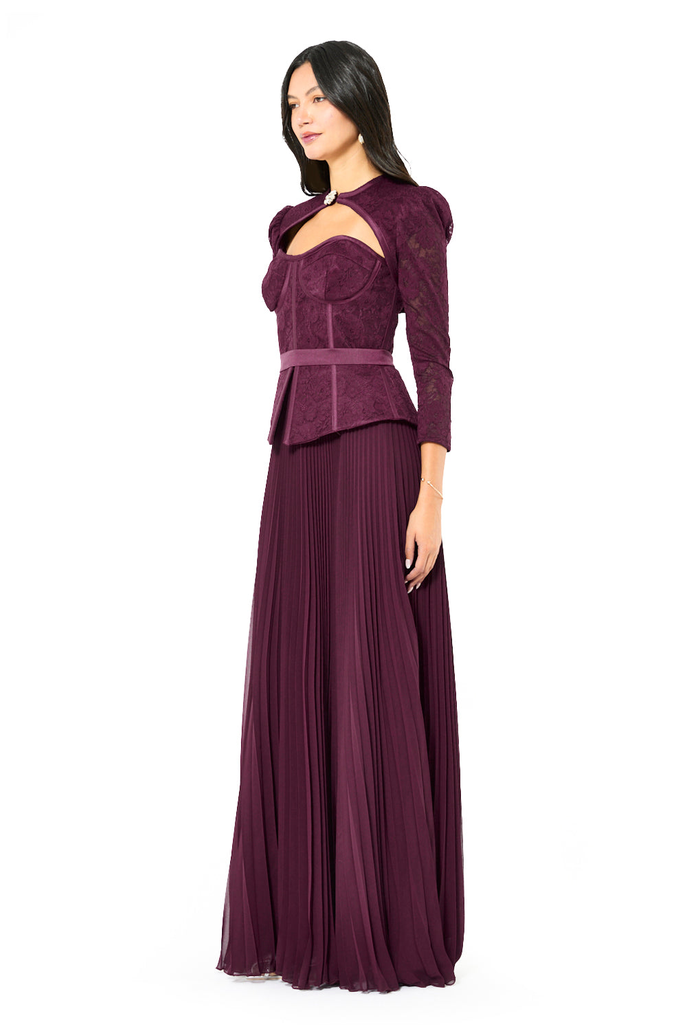 Lace Corset Pleated Gown
