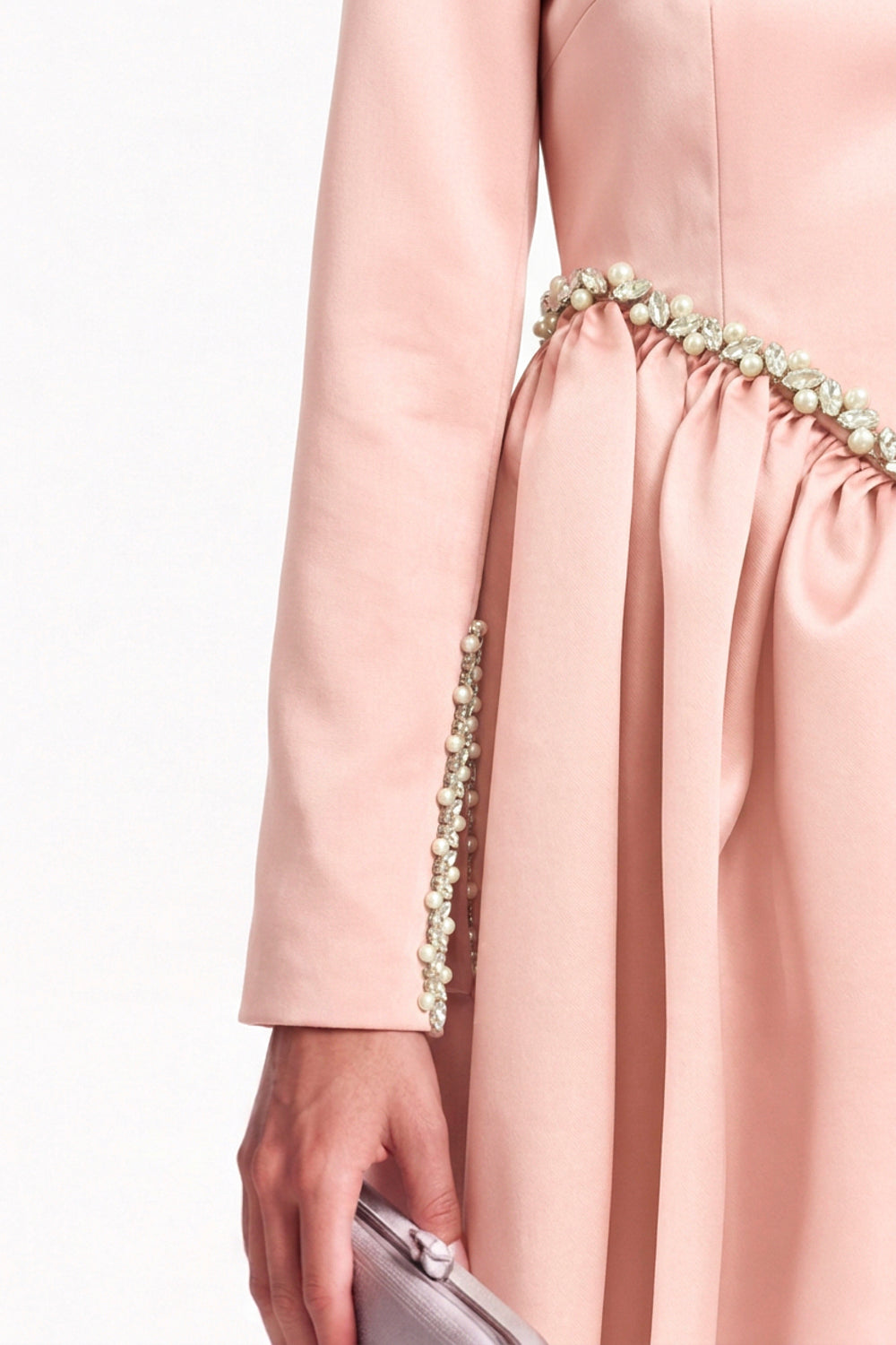 "Mira" Crepe Sculpted Drop Waist Gown
