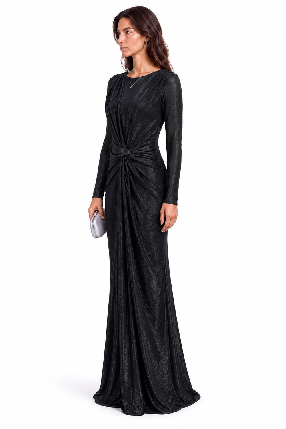 "Ayla" Knotted Shimmer Jersey Dress