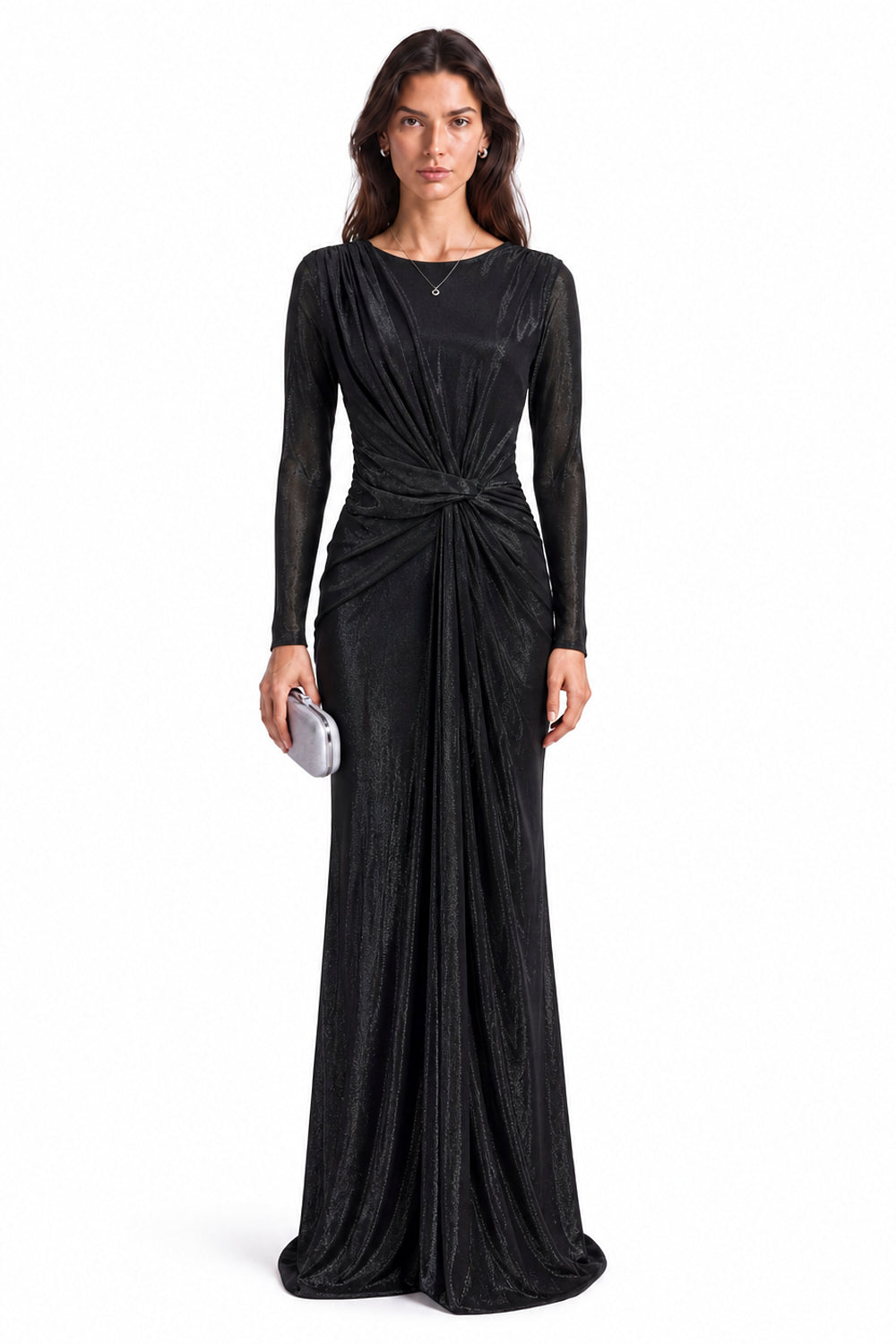"Ayla" Knotted Shimmer Jersey Dress