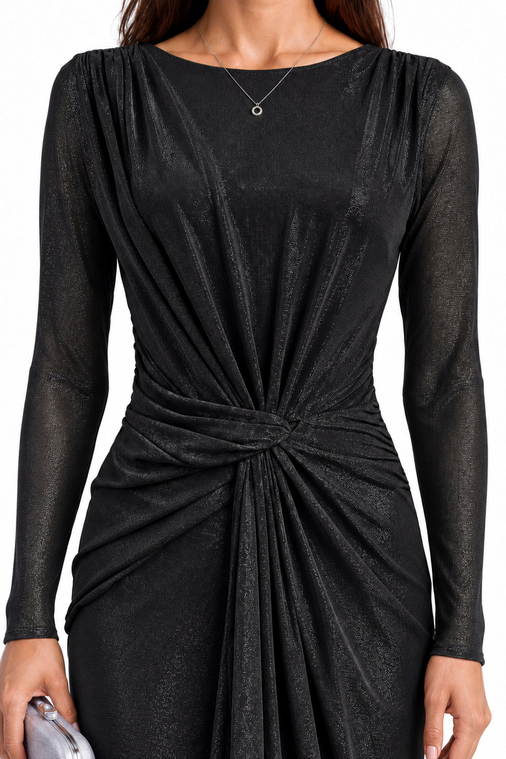 "Ayla" Knotted Shimmer Jersey Dress