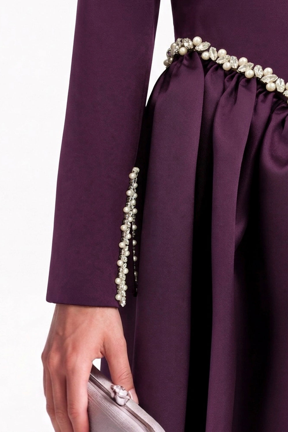 "Mira" Crepe Sculpted Drop Waist Gown