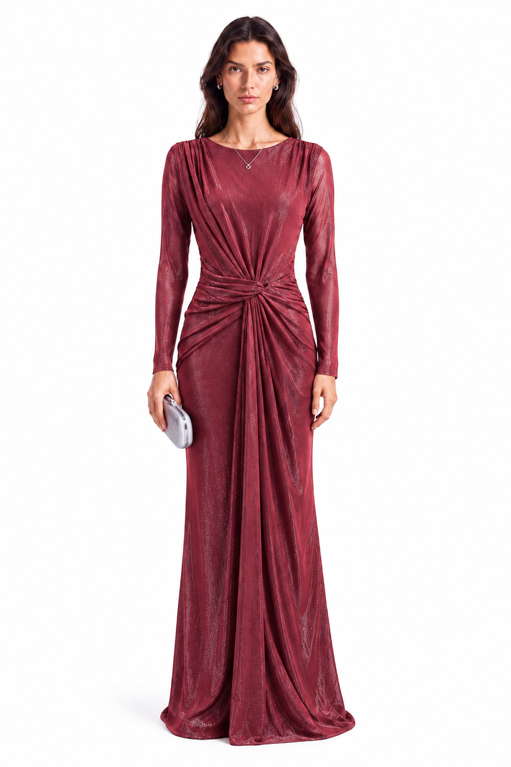 "Ayla" Knotted Shimmer Jersey Dress