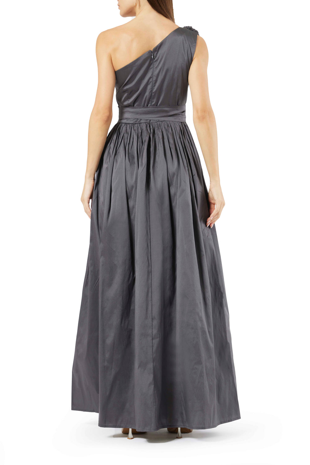 One-Shoulder Floral Accent Gown