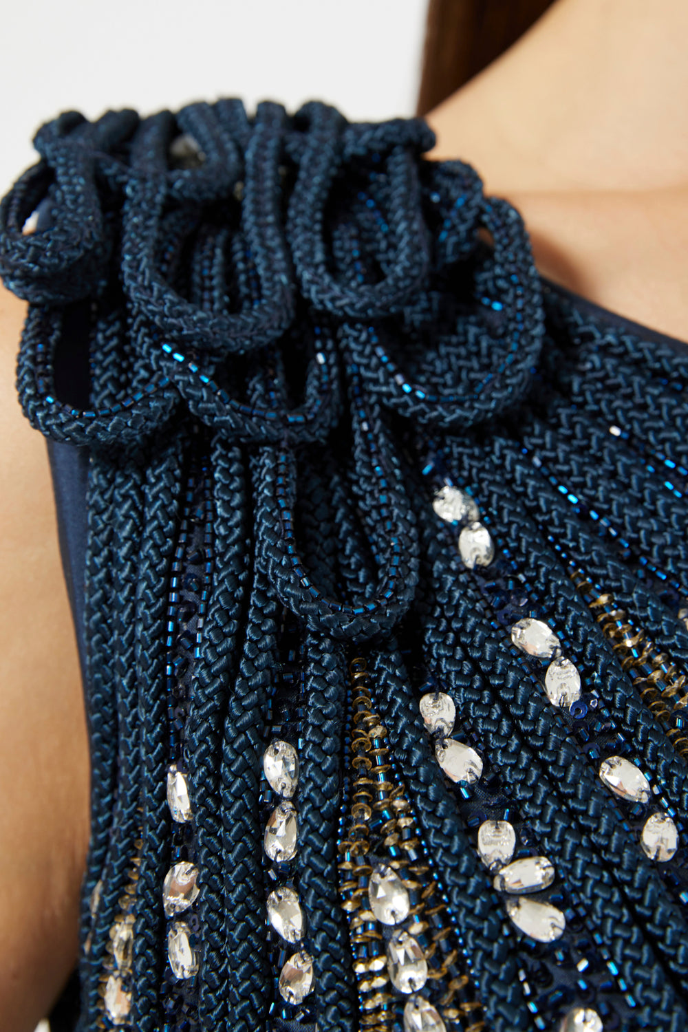 One-Shoulder Floral Accent Gown