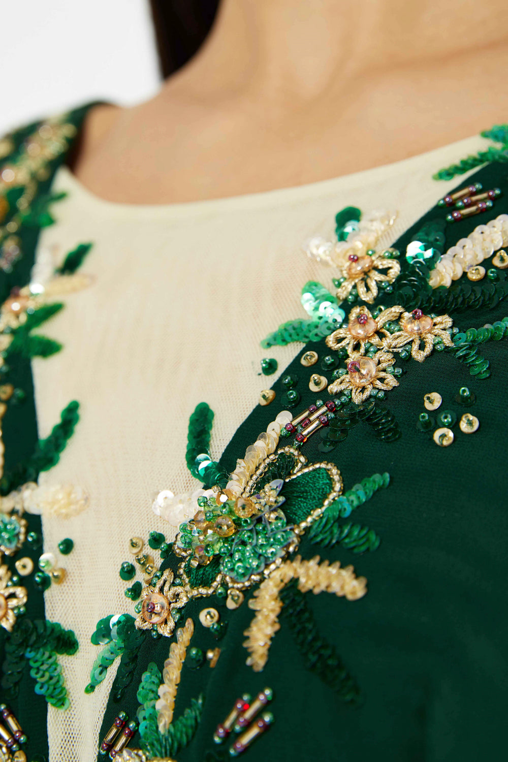 Gathered Cowl Sleeve Vine Dress