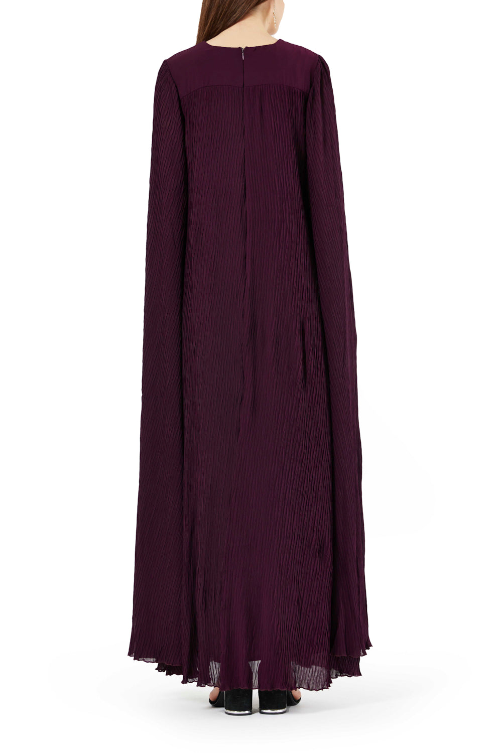Pleated Flowing Embroidered Yoke Dress