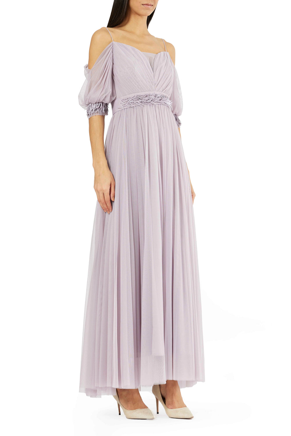 Soft Drape Cold-Shoulder Gown