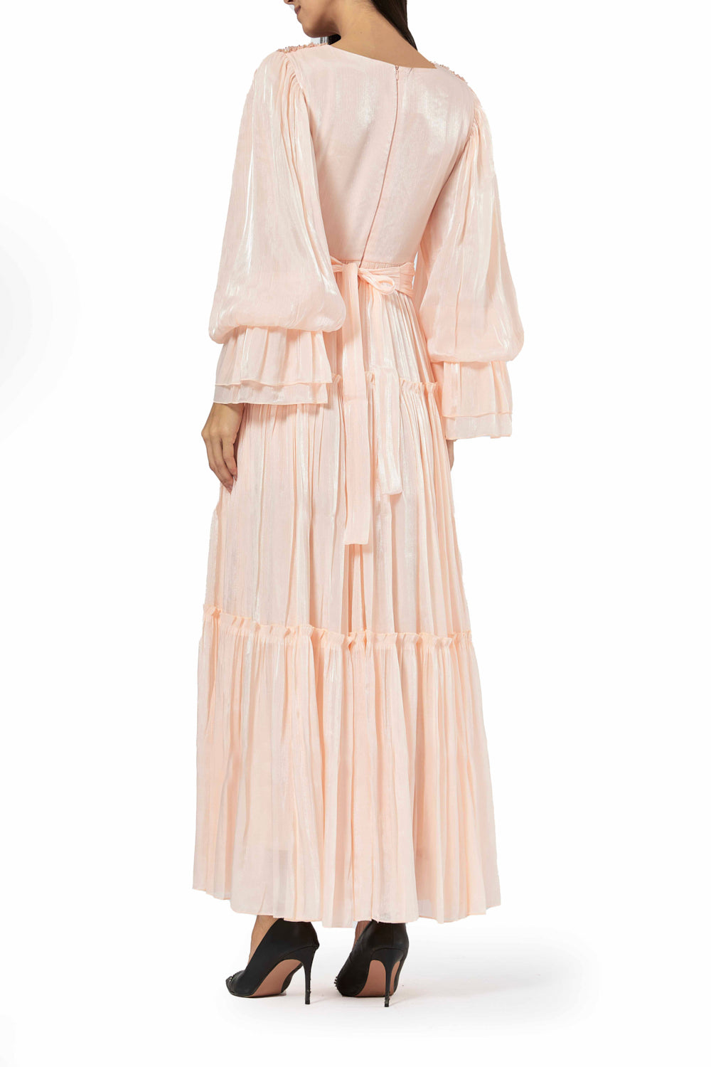 Textured Tiered Sleeve Gown