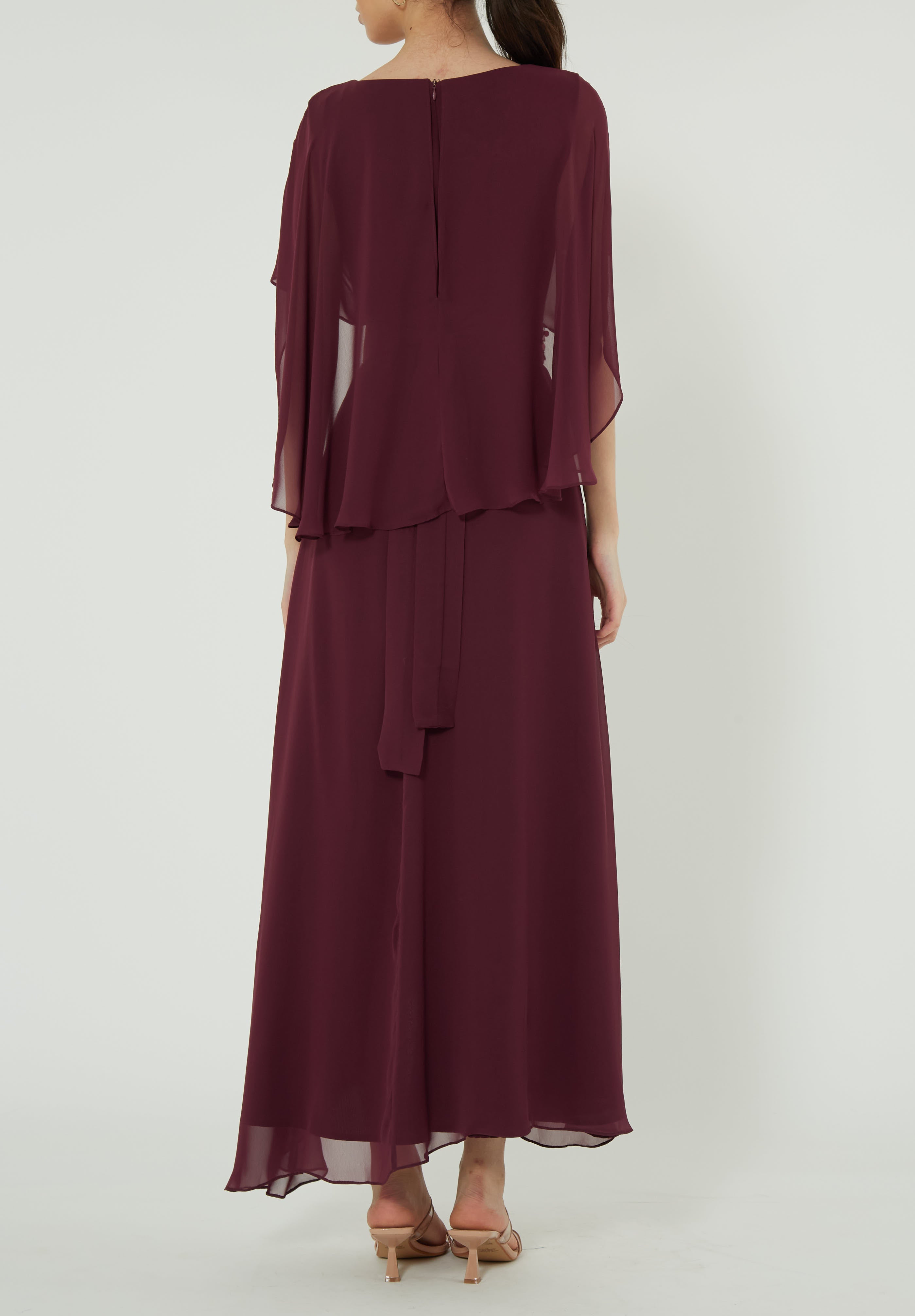 Draped Cape Midi Dress