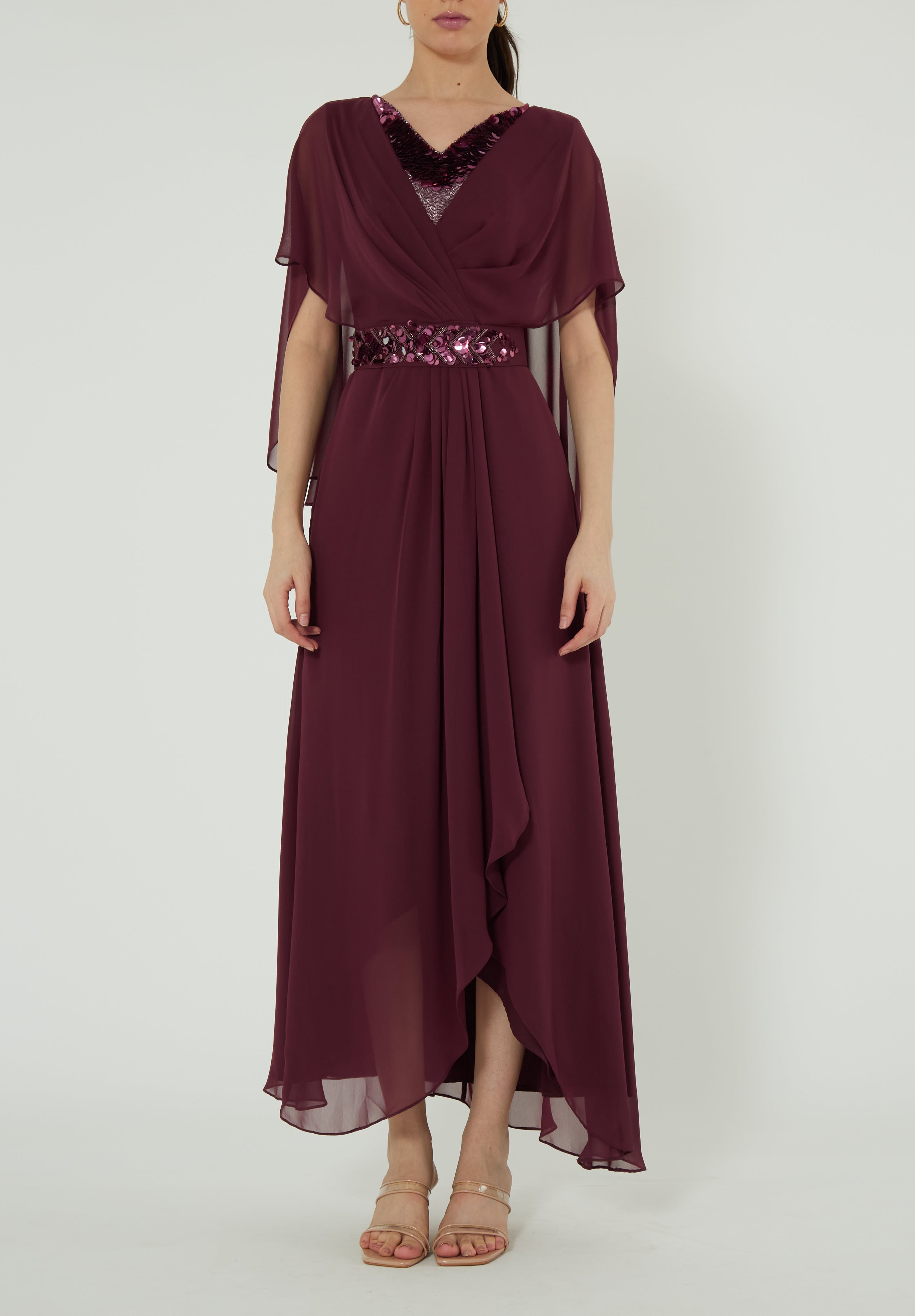 Draped Cape Midi Dress