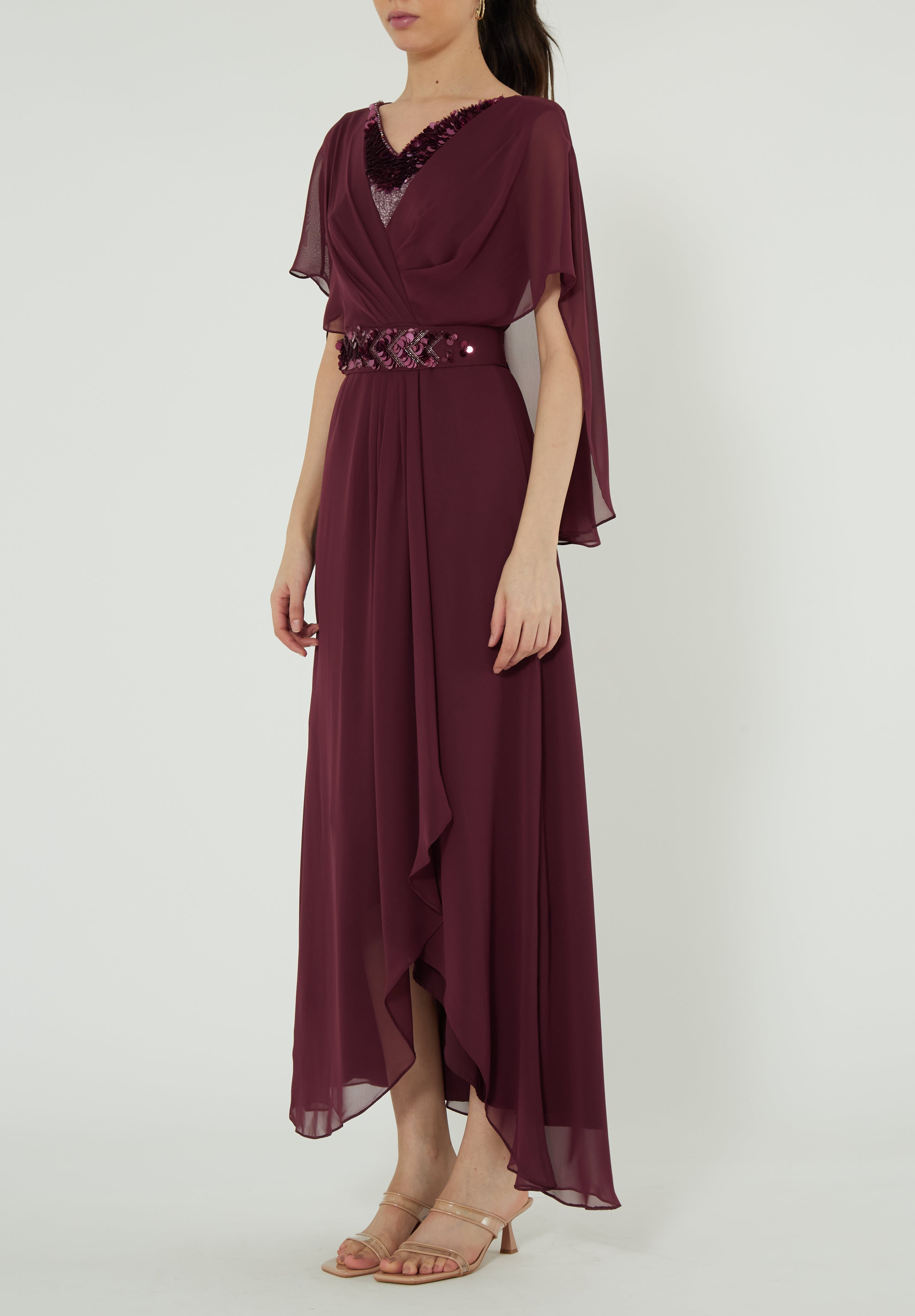 Draped Cape Midi Dress