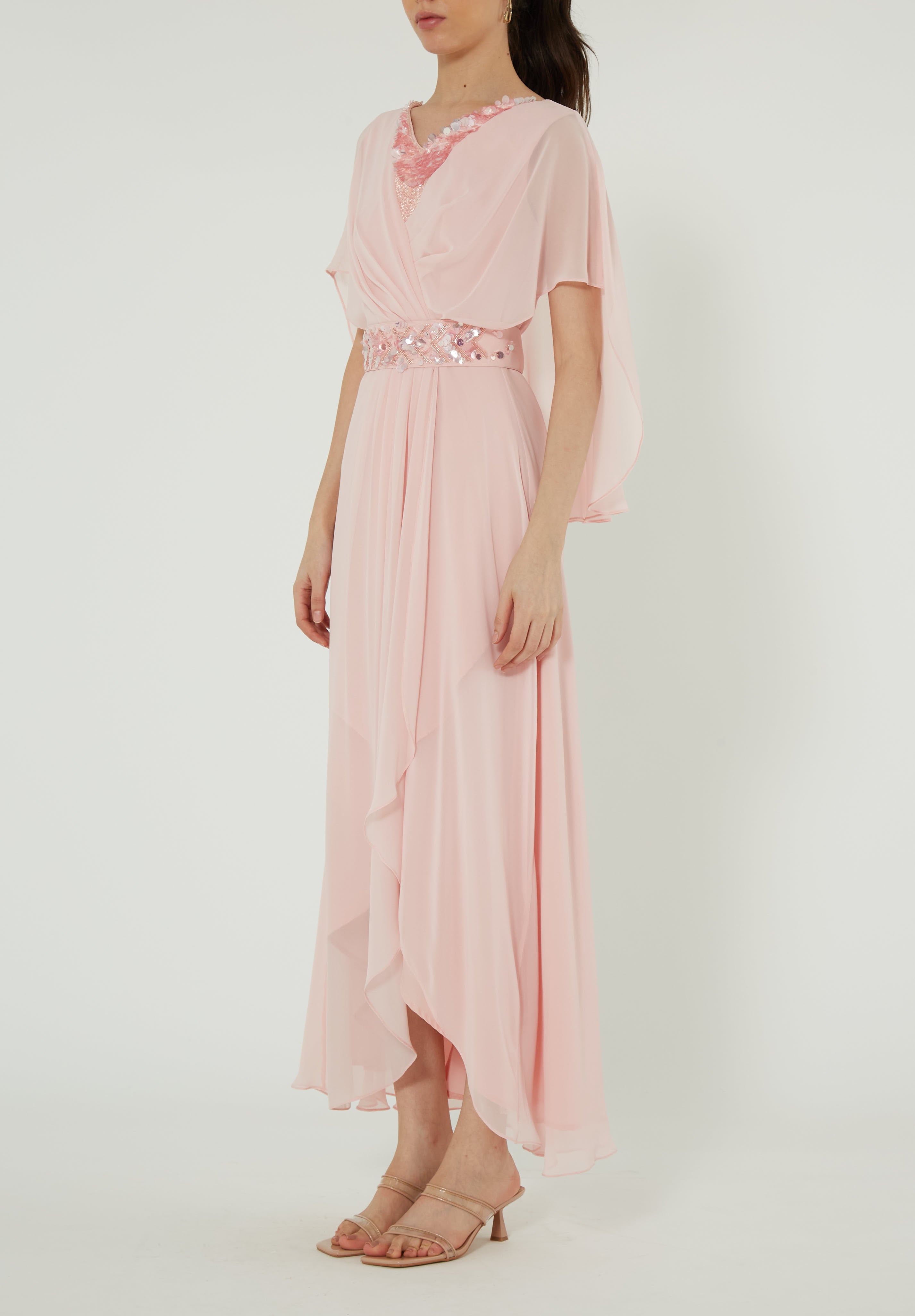 Draped Cape Midi Dress