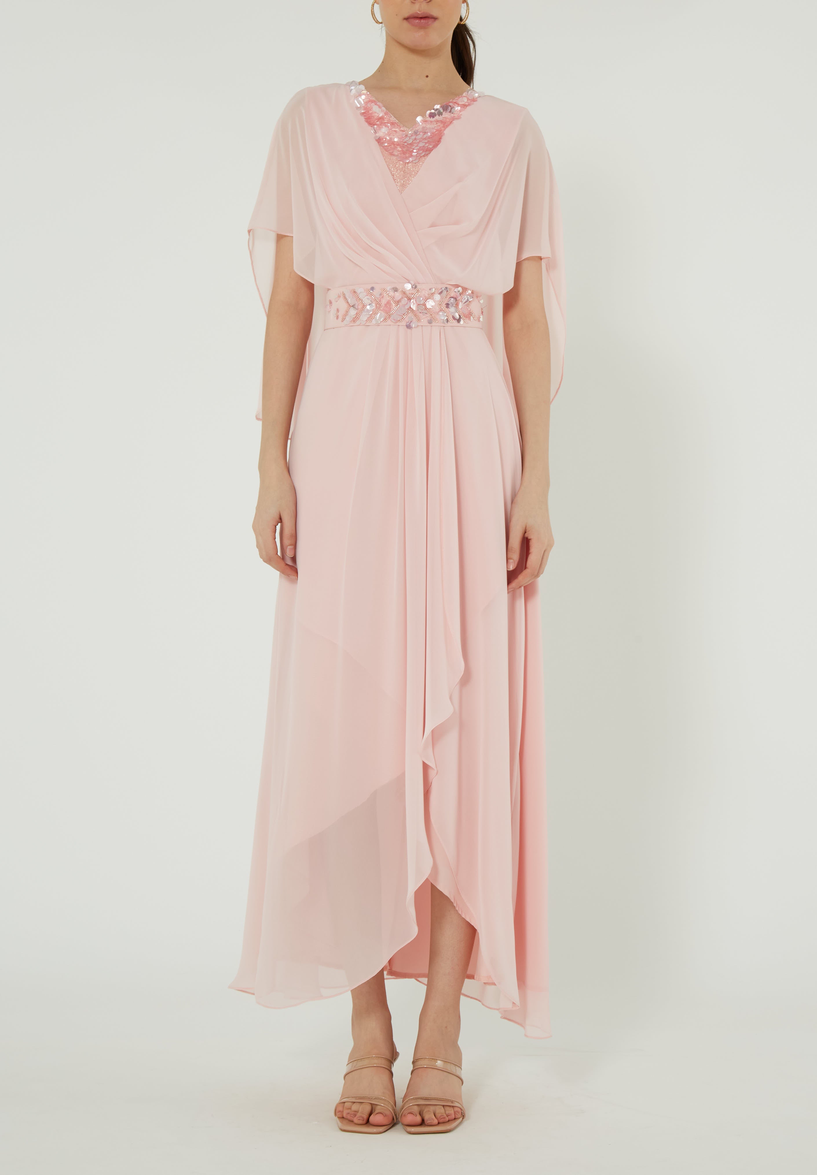 Draped Cape Midi Dress