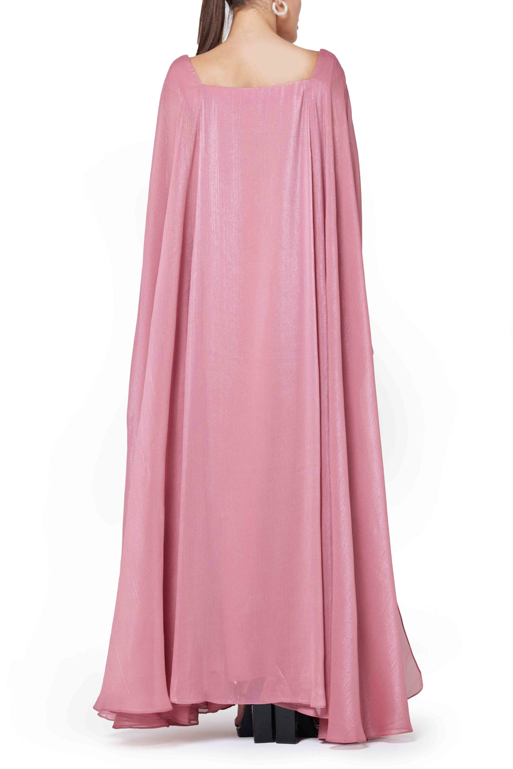 Embroidered Square-Neck Flowing Dress