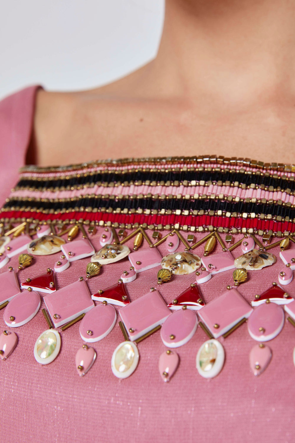 Embroidered Square-Neck Flowing Dress