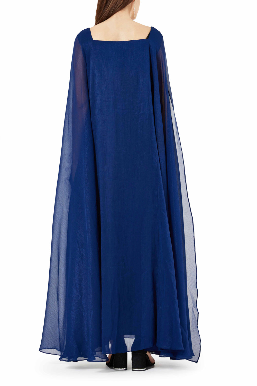 Embroidered Square-Neck Flowing Dress