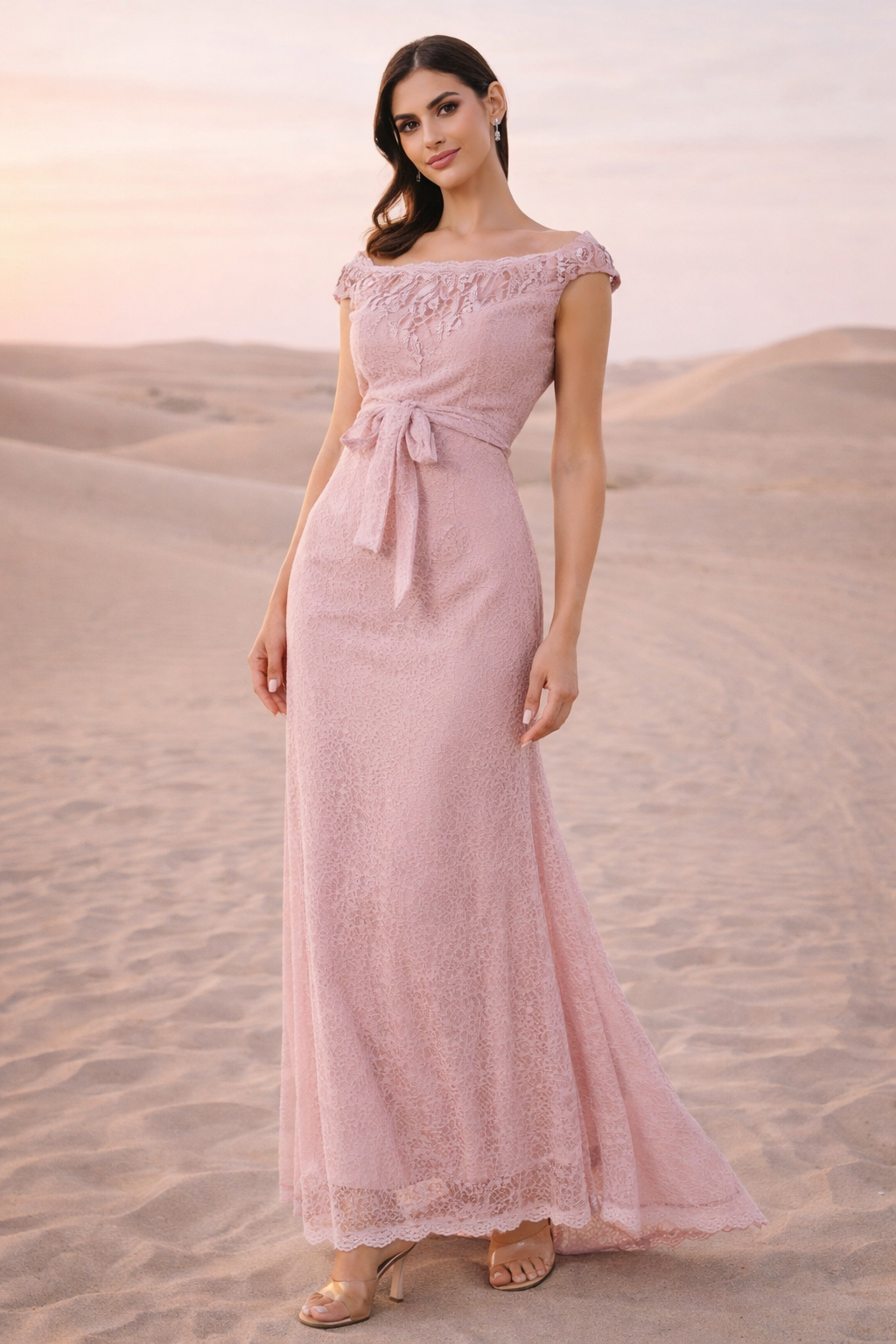 Elegant Embroidered Lace Gown