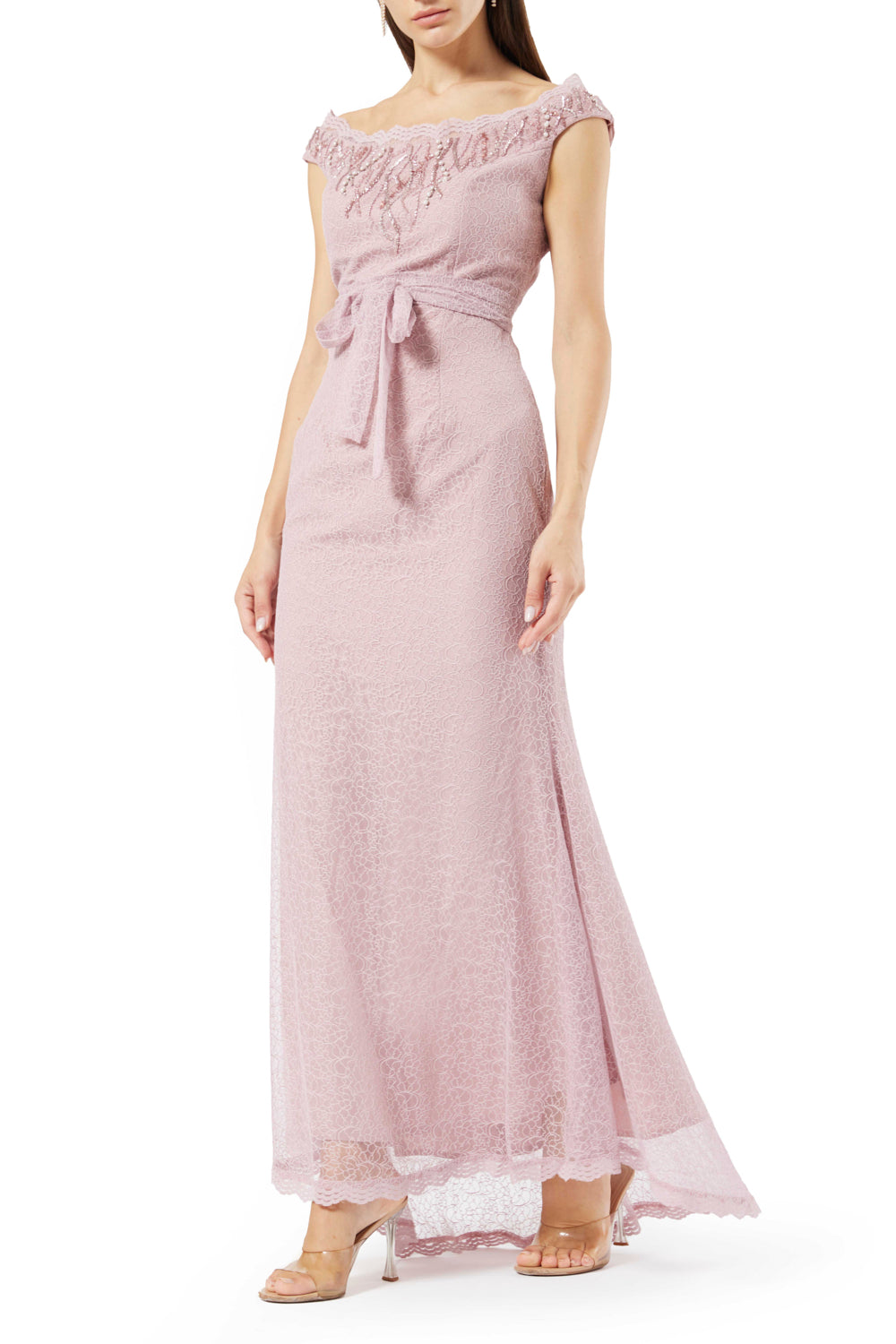 Elegant Embroidered Lace Gown