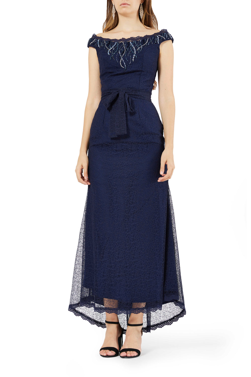 Elegant Embroidered Lace Gown