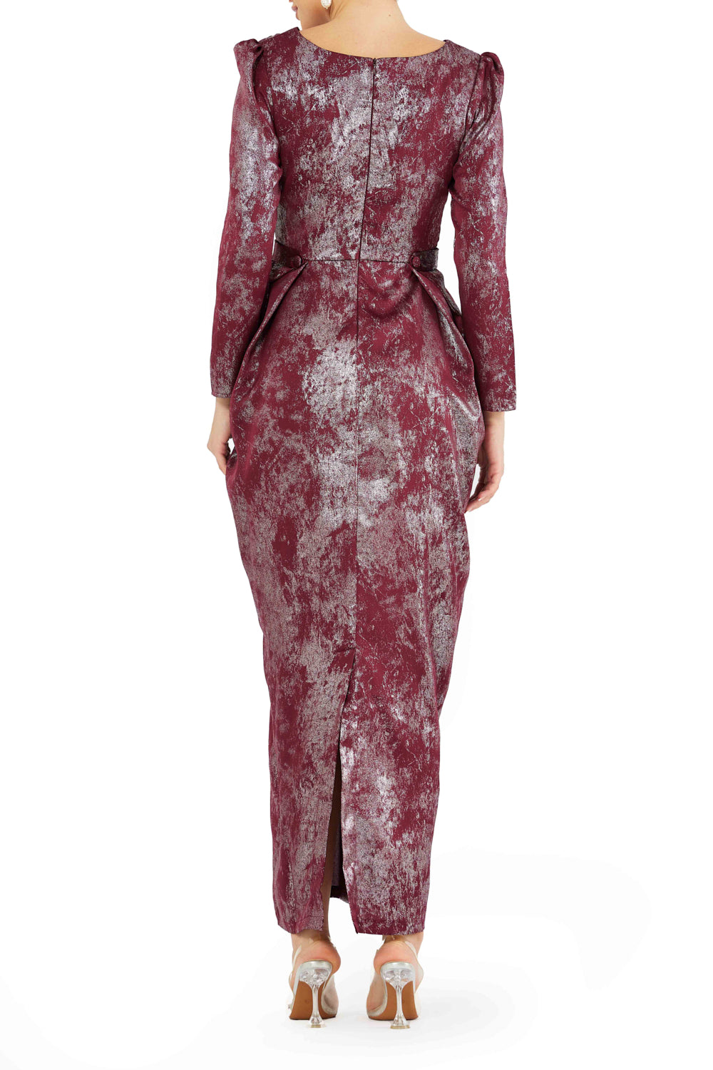 Textured V-Neck Draped Dress