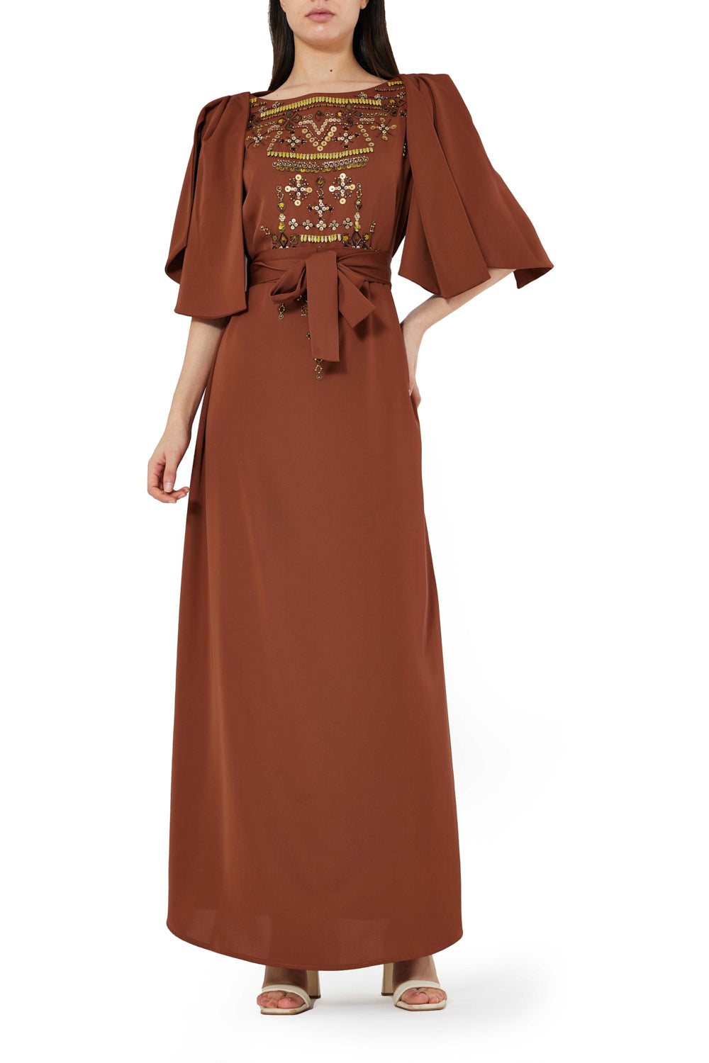 Layered Cape Belted Dress