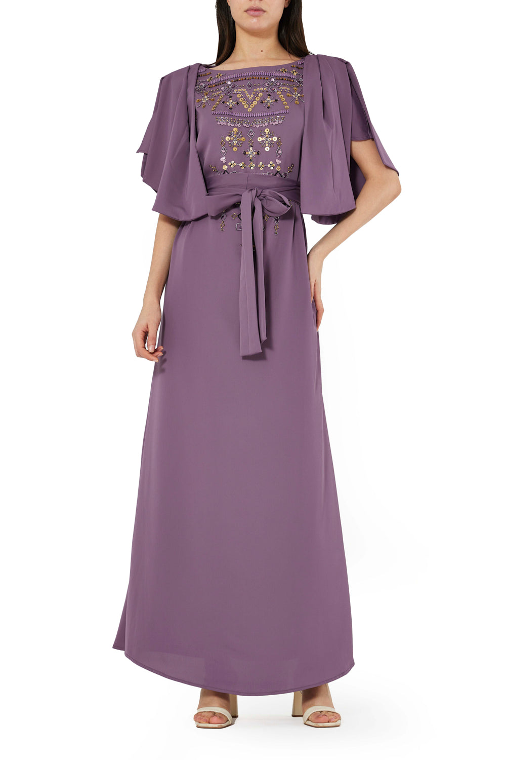 Layered Cape Belted Dress