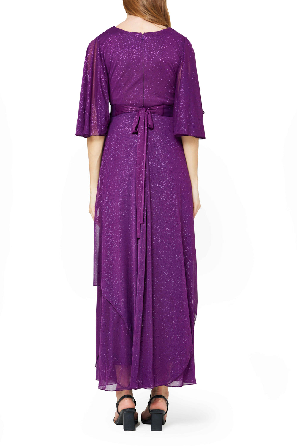 Shimmer Embellished Flutter Sleeve Dress