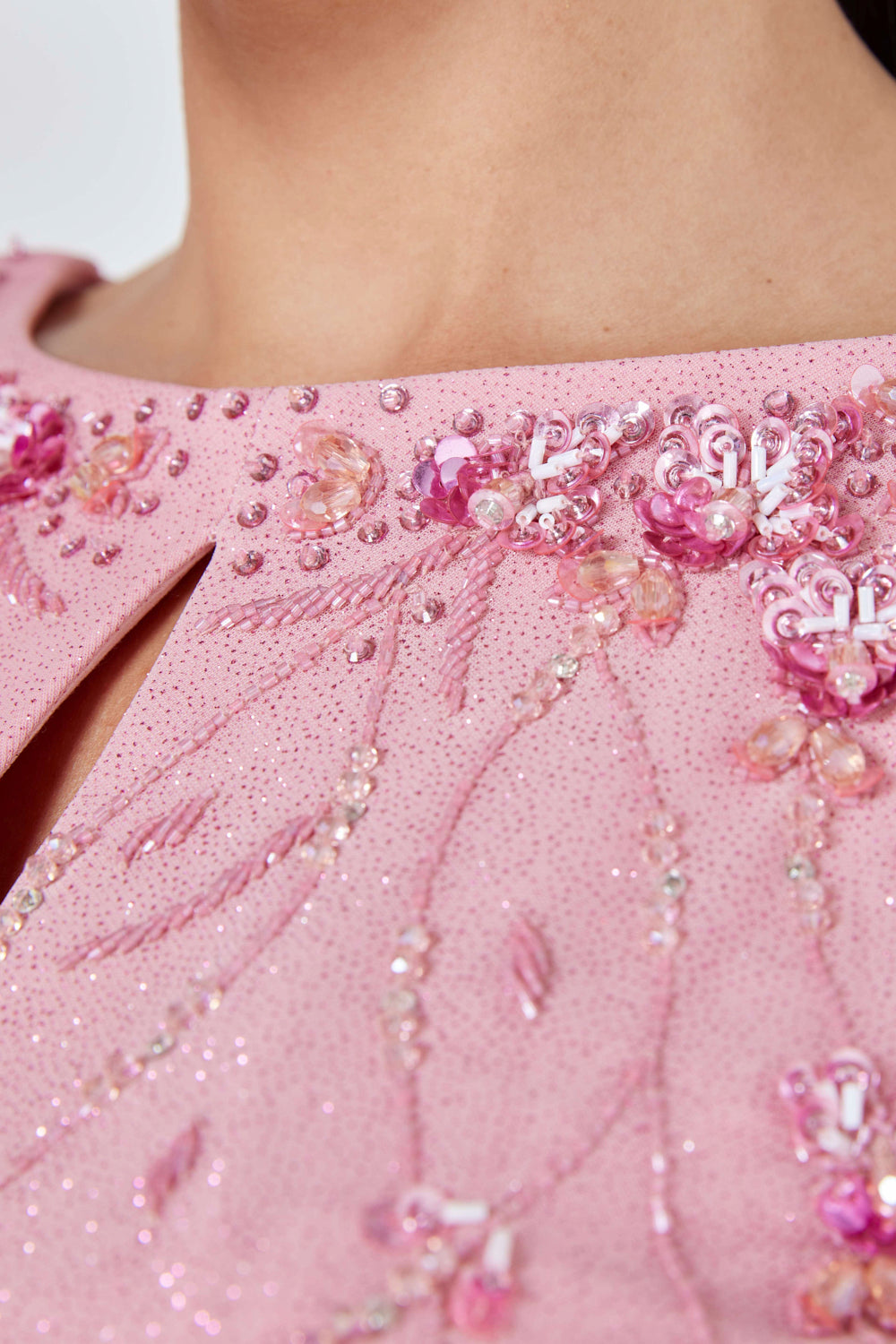 Embellished Keyhole Draped Dress