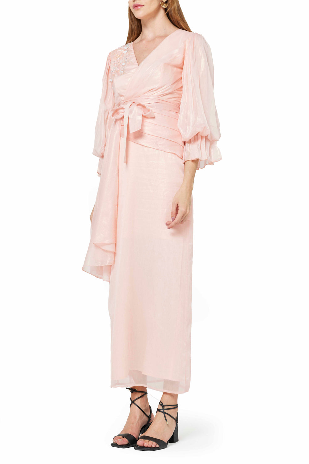 Billowing Sleeve Wrap Dress