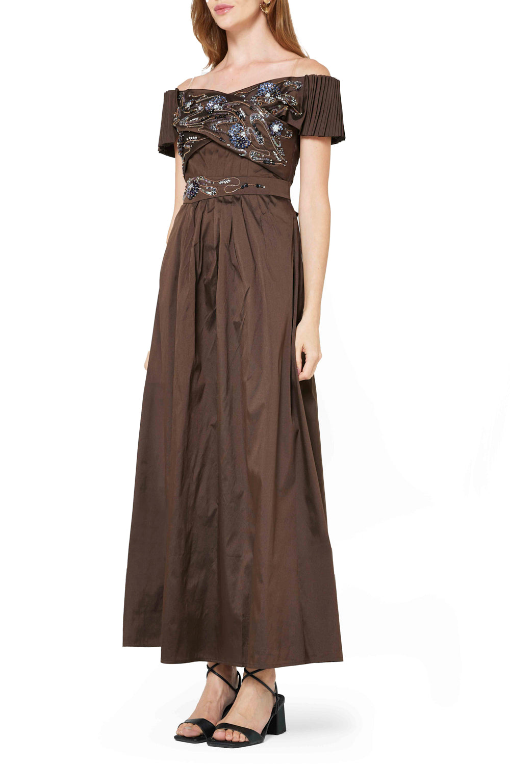 Floral Embellished Off-shoulder Gown