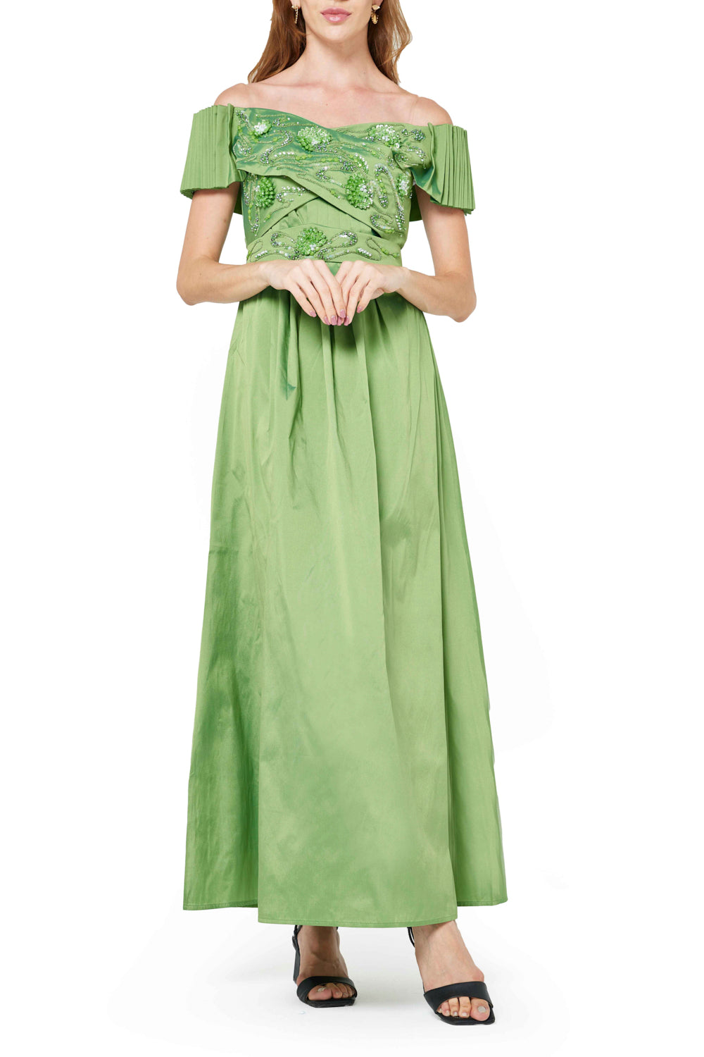 Floral Embellished Off-shoulder Gown