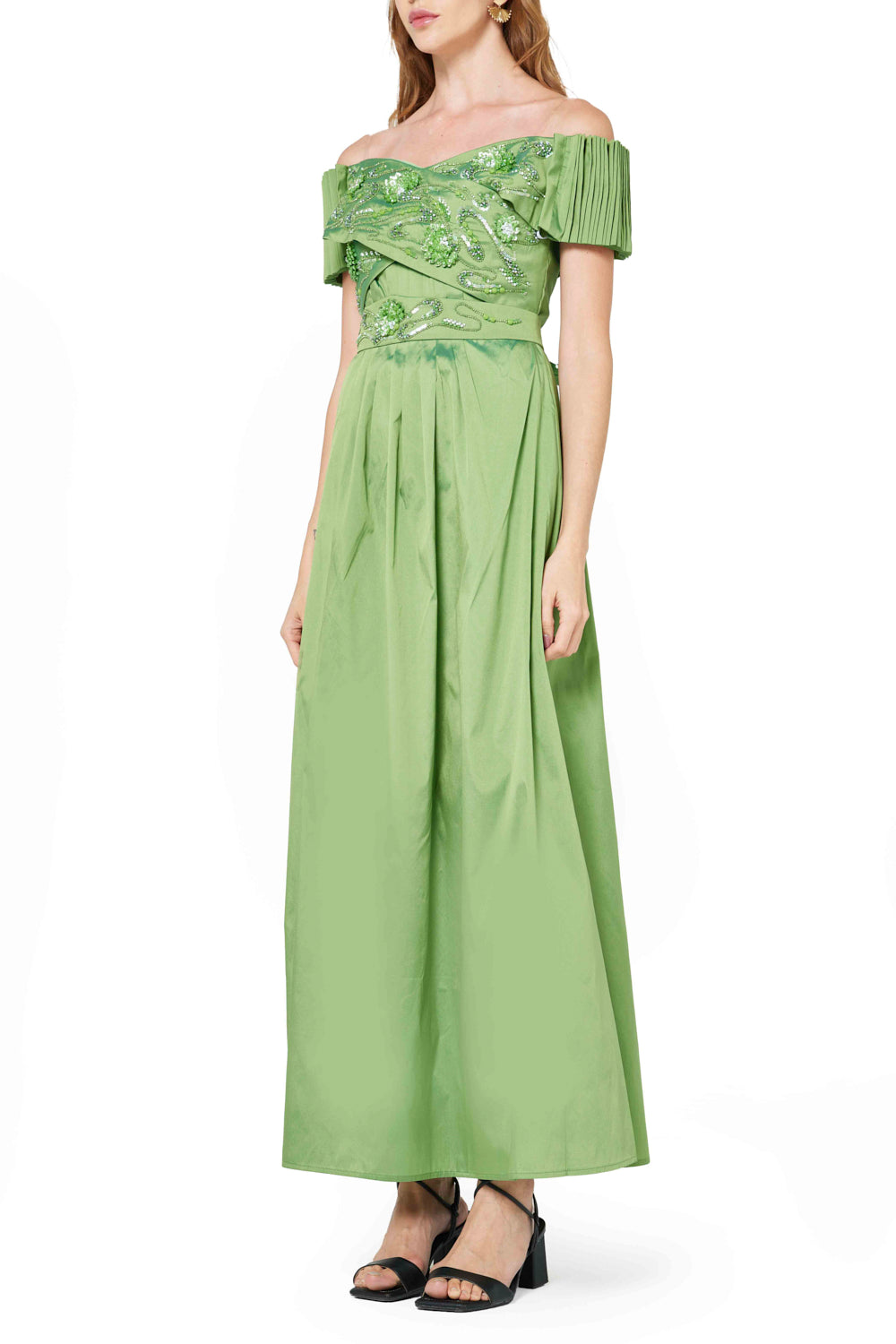 Floral Embellished Off-shoulder Gown