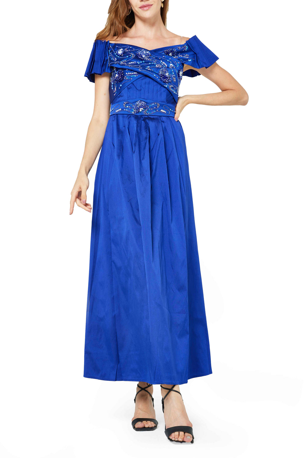 Floral Embellished Off-shoulder Gown