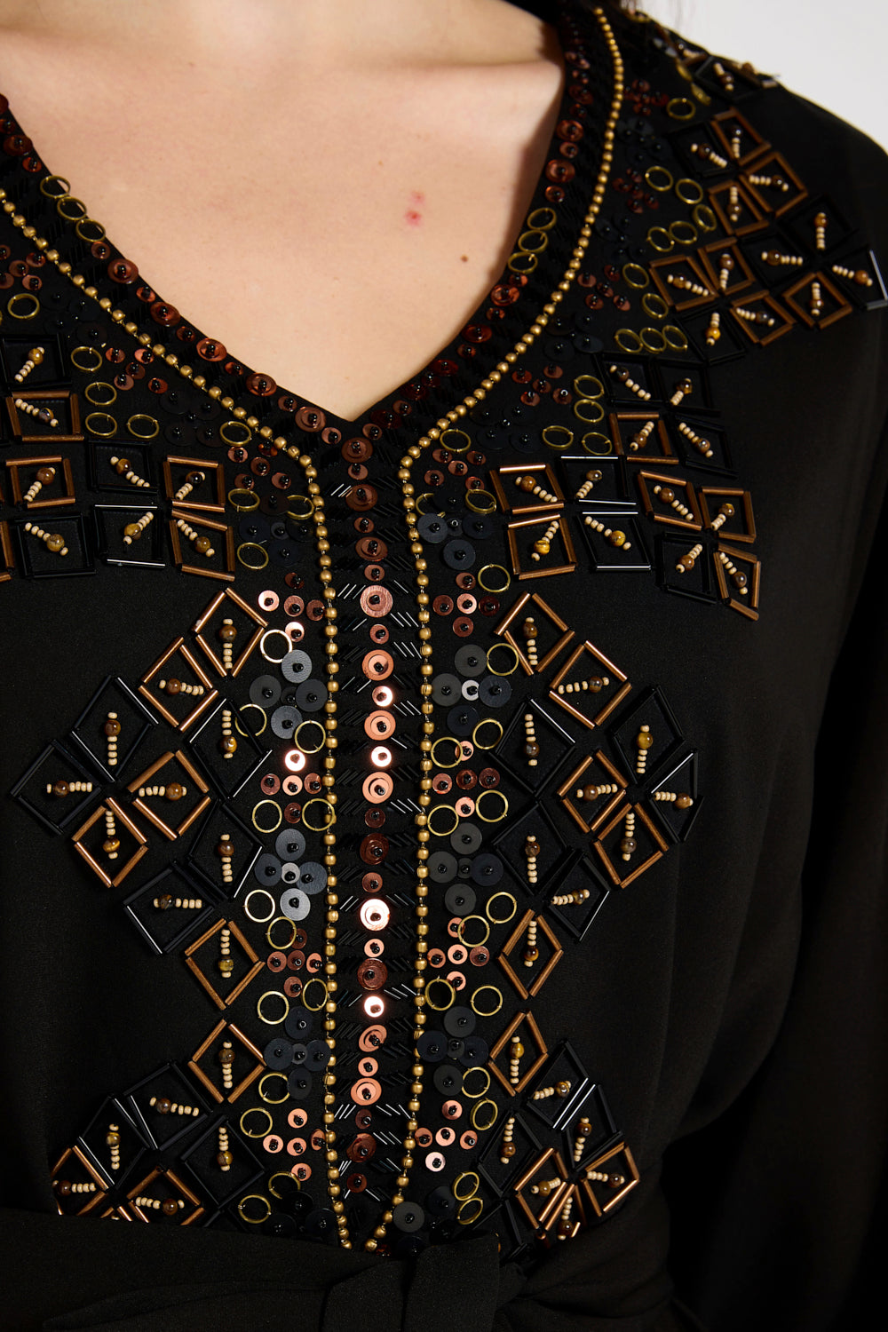 Geometric Embellished Radiance Flowy Dress