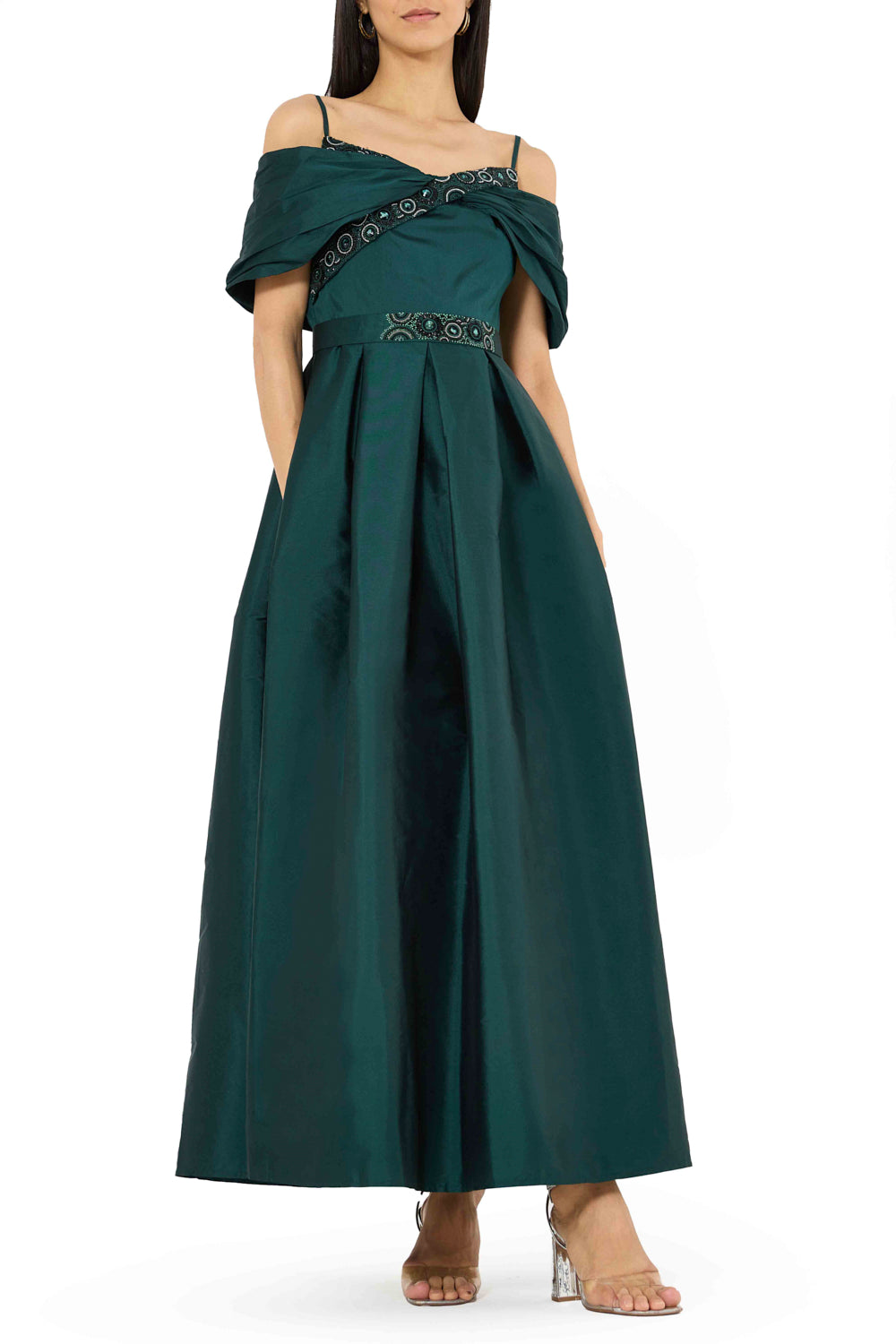 Draped Off-Shoulder Ball Dress