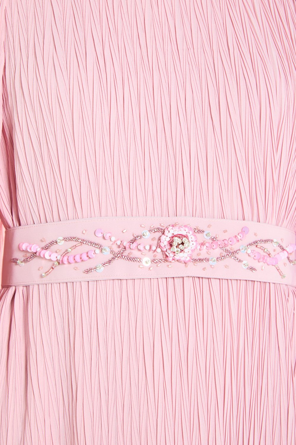 Pleated Embellished Cape Overlay Dress