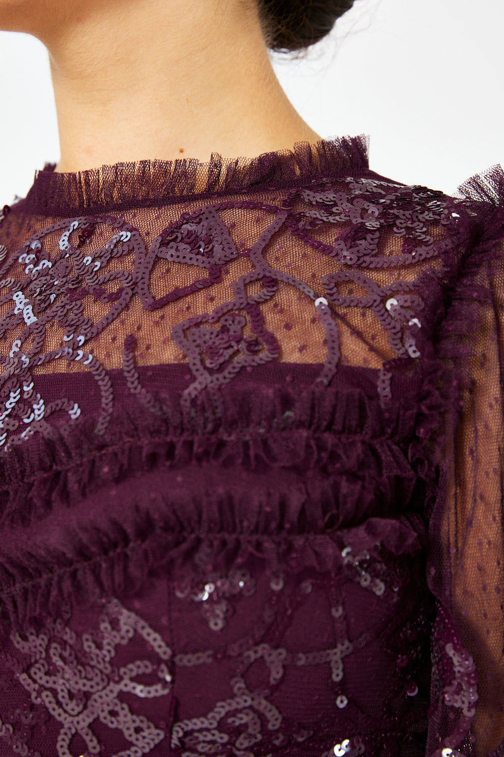 Tiered Ruffle Lace Tulle Gown