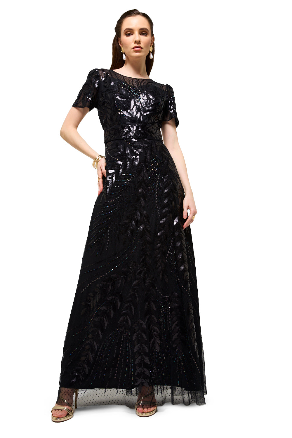 Leafwork Embellished Sweetheart Neckline Gown