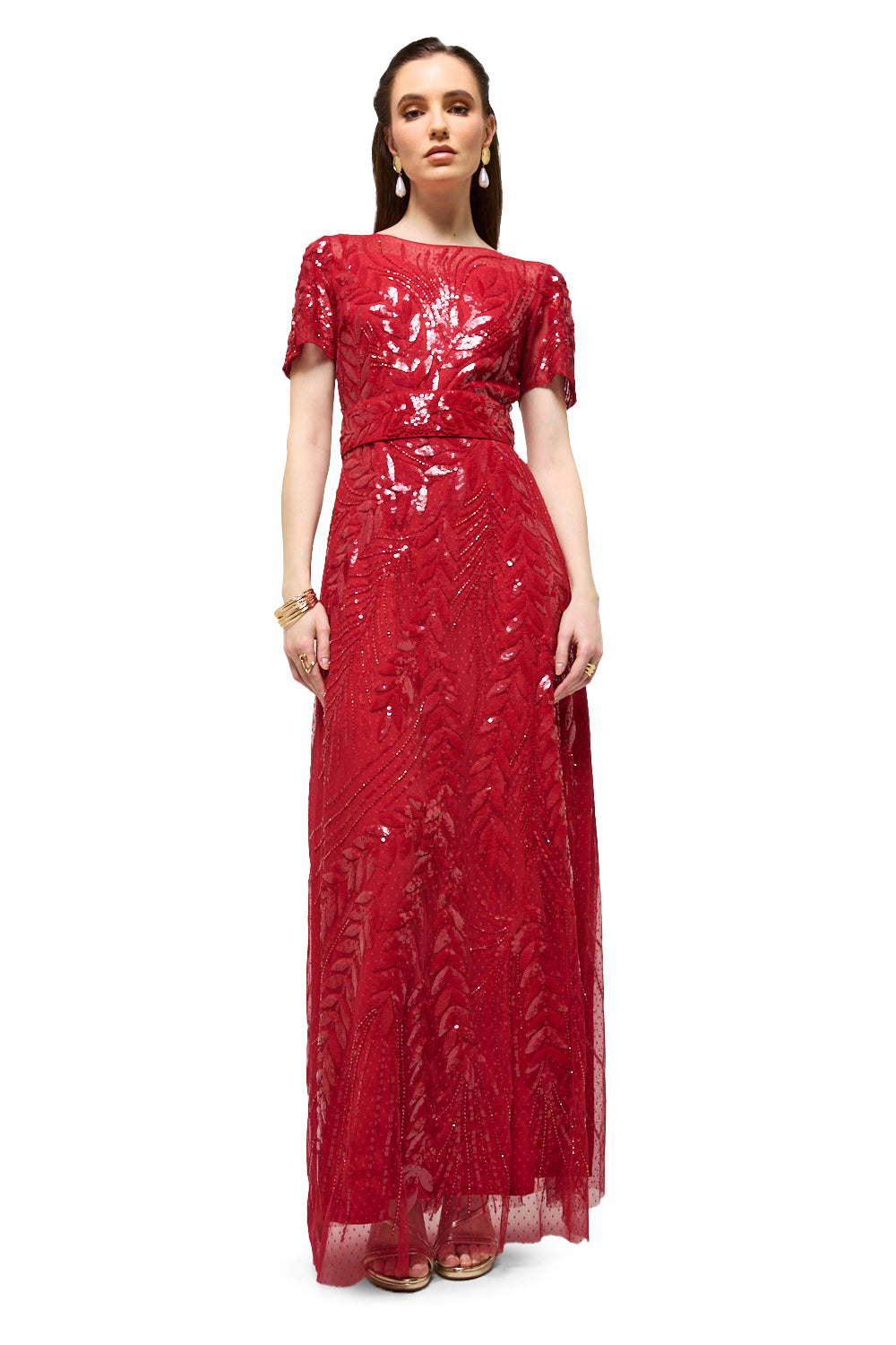 Leafwork Embellished Sweetheart Neckline Gown