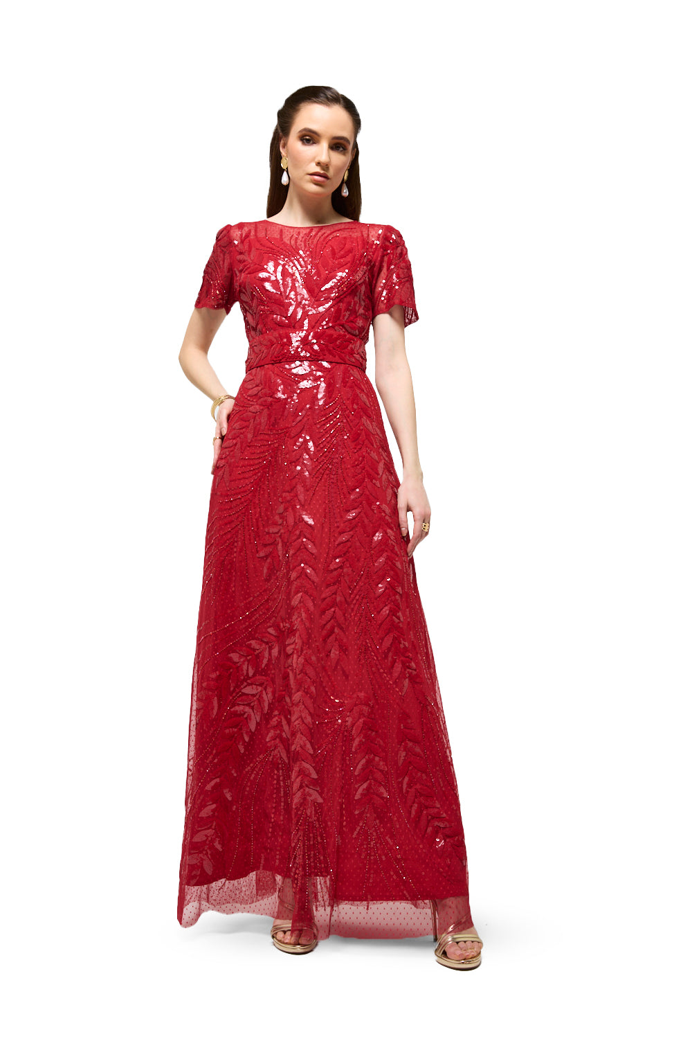 Leafwork Embellished Sweetheart Neckline Gown