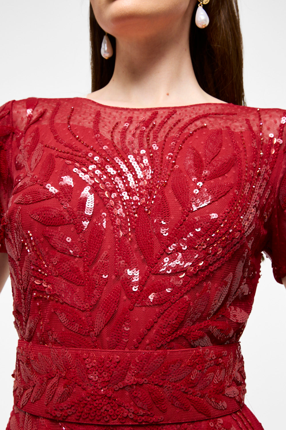 Leafwork Embellished Sweetheart Neckline Gown