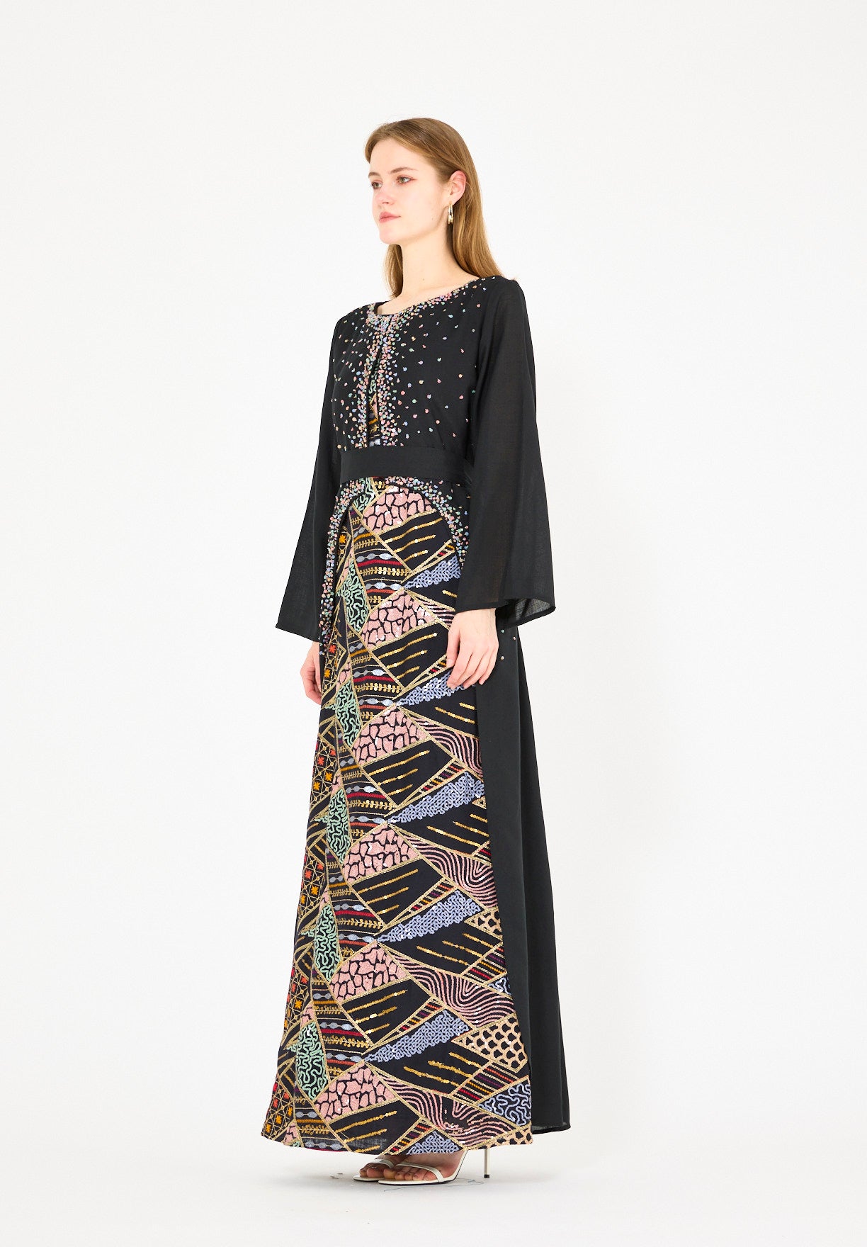 Abstract Embroidered Overlay Jalabiya