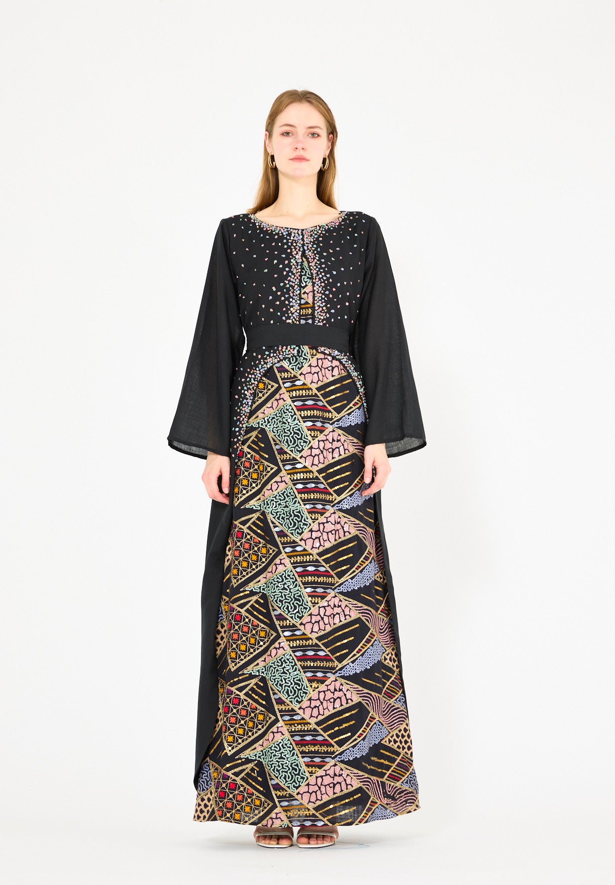 Abstract Embroidered Overlay Jalabiya