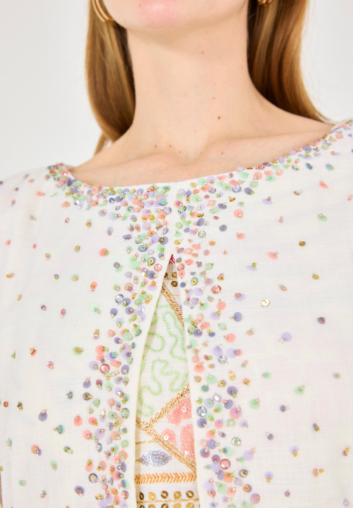 Abstract Embroidered Overlay Jalabiya