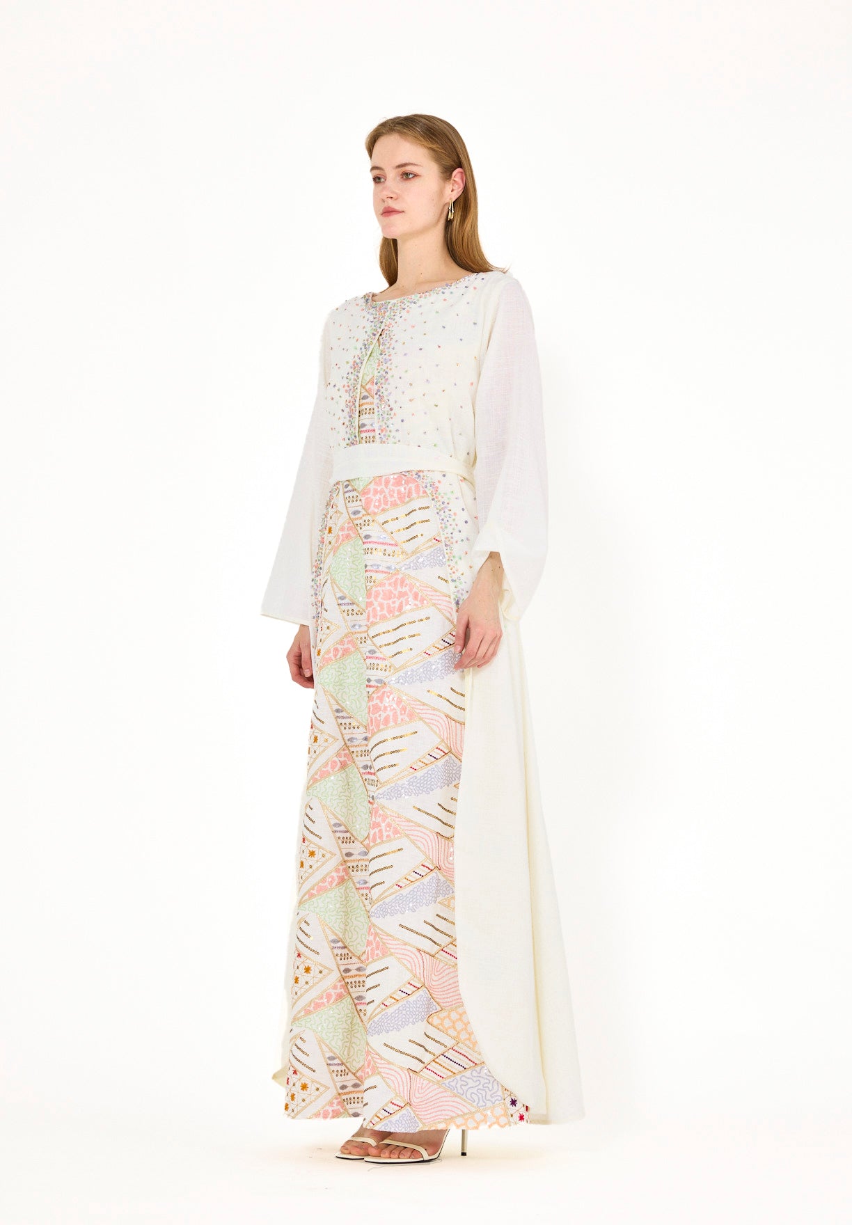 Abstract Embroidered Overlay Jalabiya