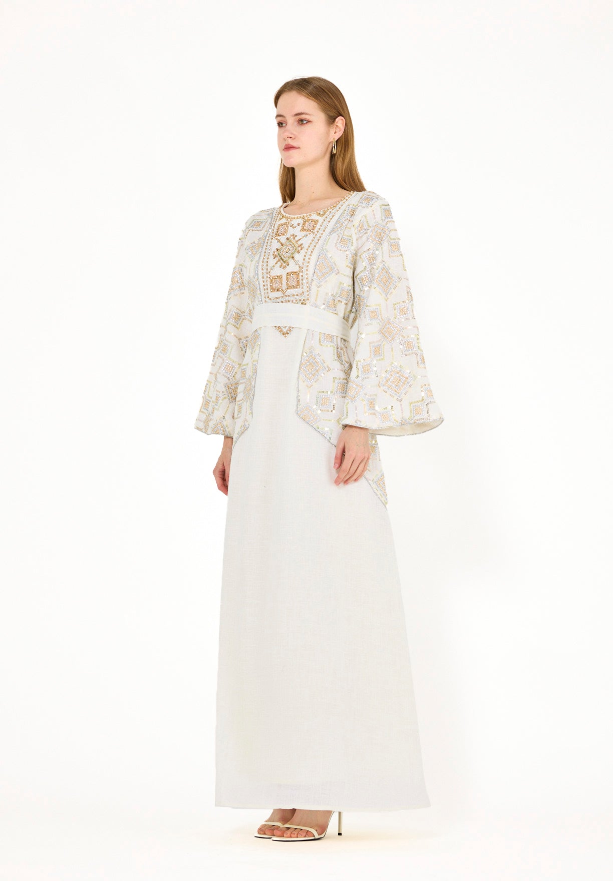 Wide Sleeve Contrast Embellished Jalabiya
