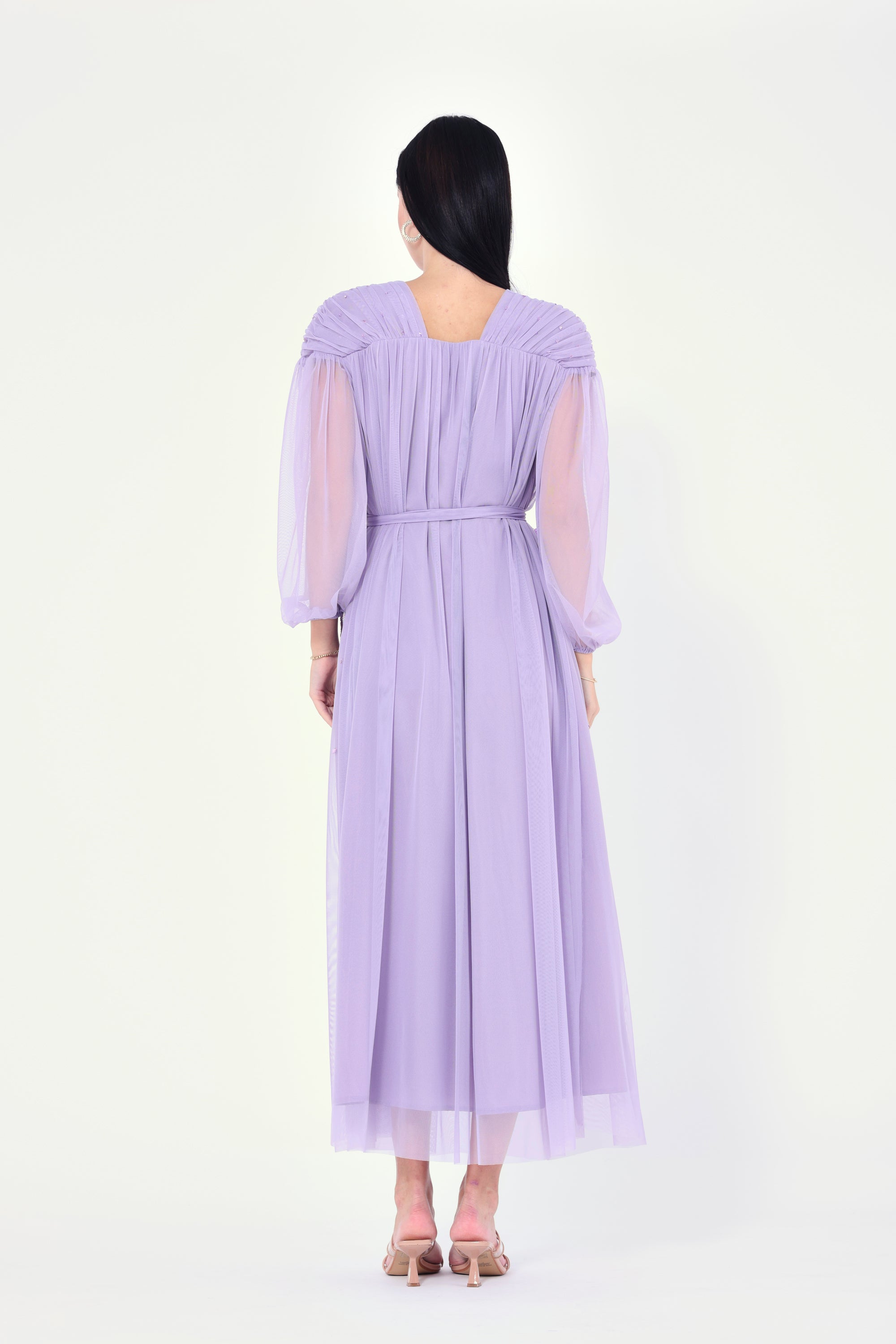 Embellished Gathered Tulle Dress