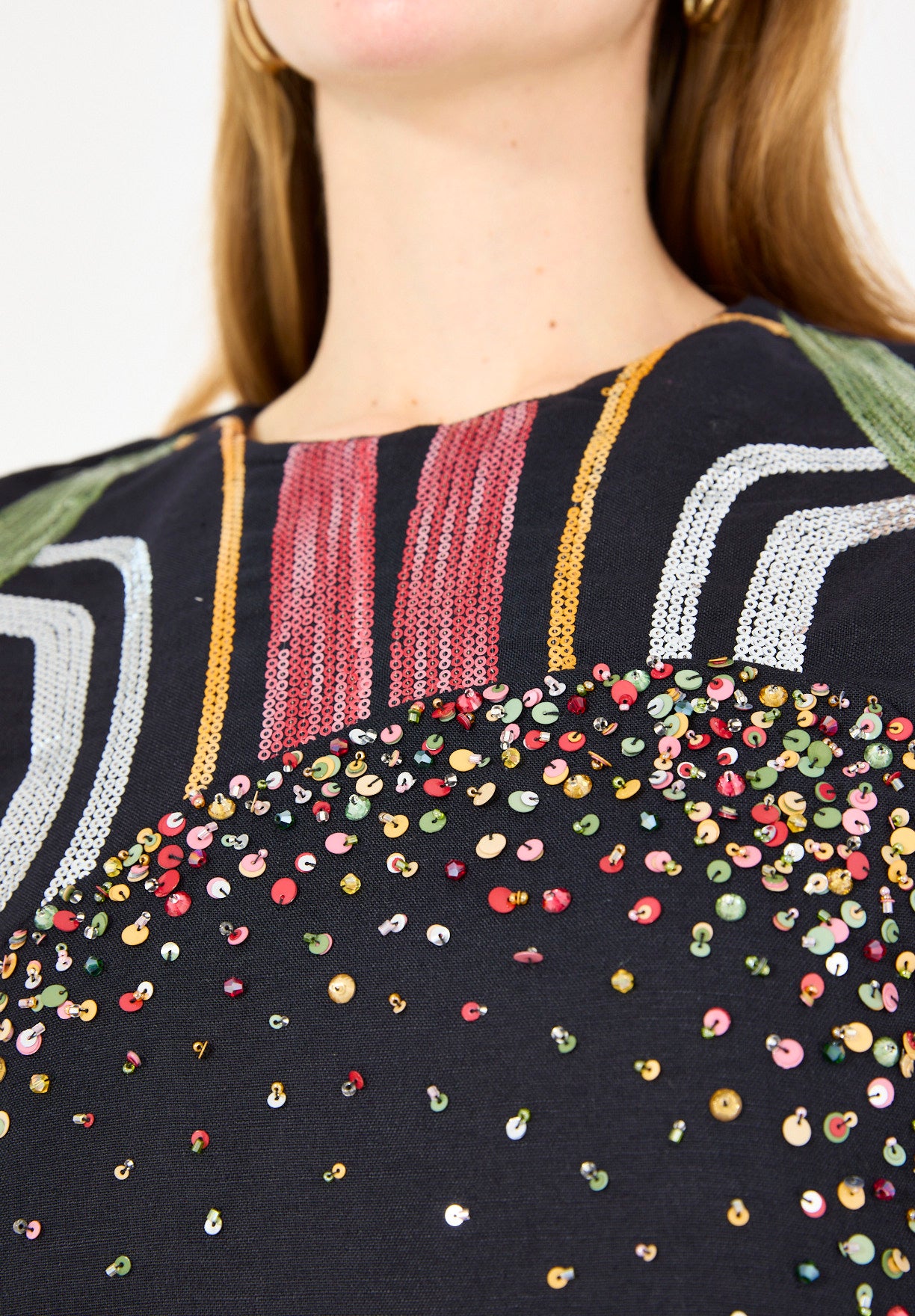 Abstract Sequin Embellished Kaftan